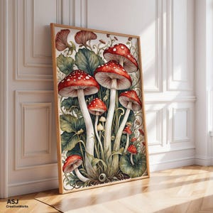 Aquarell Pilz Wandkunst, Wald Poster, Natur Wand Dekor, Wald Druck, Botanischer Druck, Physischer Druck A1 A2 A3 A4 A5