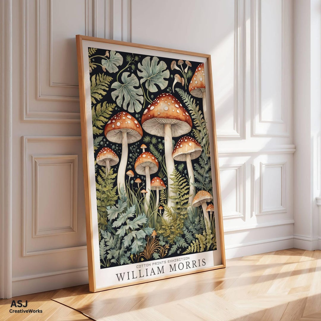 William Morris Mushroom Poster, Vintage Botanical Wall Art Print, Arts ...