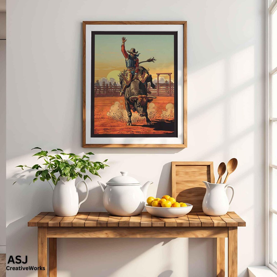 Western Rodeo Posrer Vintage Rodeo Western Cowboy Poster, Southwestern Print, Digital ...