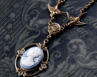 Victorian Lady Cameo Pendant Necklace- Pick a color