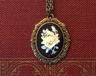 Flower Cameo Necklace- Pick a Color