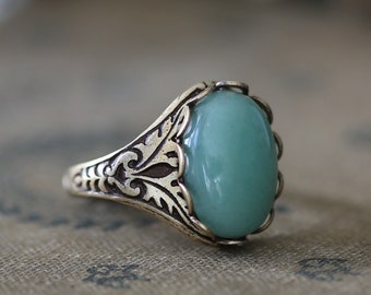 Stone Ring - Aventurine, Tree Agate, Unakite or Green Agate