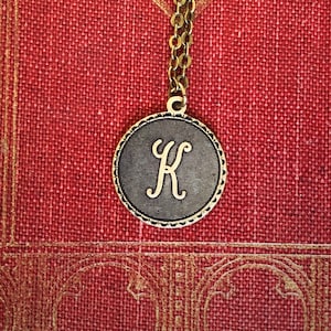 Initial Necklace- in Antiqued Brass or Silver