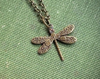 Petite Vintage Style Dragonfly Necklace