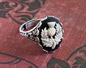 Vintage Schottische Thistle 24ct Vergoldet Ring