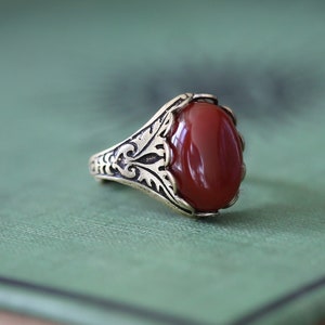 Stone Ring - Carnelian, Tigereye, Goldstone or Leopardskin Jasper