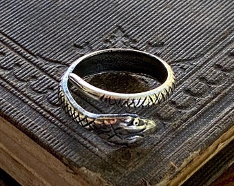 Coiled Snake Ring in Silver or Brass