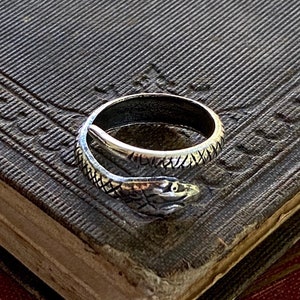 Coiled Snake Ring in Silver or Brass