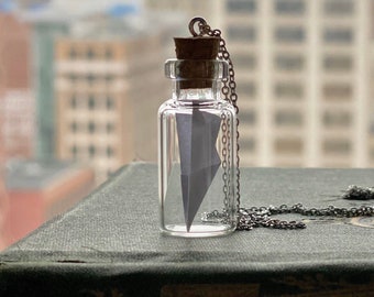 Paper Airplane in a Bottle Necklace
