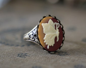 Butterfly Cameo Ring - Choose from 4 Colors