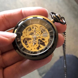 Black Postmodern Mechanical Pocket Watch on Fob or Necklace image 3