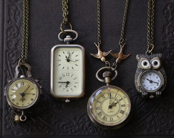 Victorian Battery Operated Time Piece - Choose from Four Styles: Owl, London Round, Two Time Zones or Pendula with Tassel