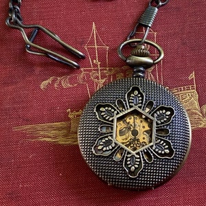 Winter Solstice Mechanical Pocket Watch in Antiqued Brass