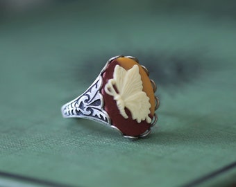 Butterfly Cameo Ring - Choose from 4 Colors