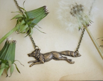 Running Mr Fox Necklace in Silver or Bronze