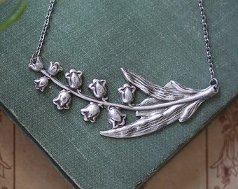 Collier muguet en argent vieilli