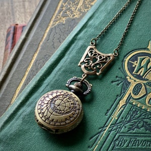 Time Lord Watch Pendant Necklace in Vintage Bronze