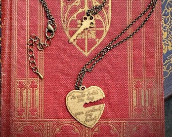 Heart and Key Necklace Set