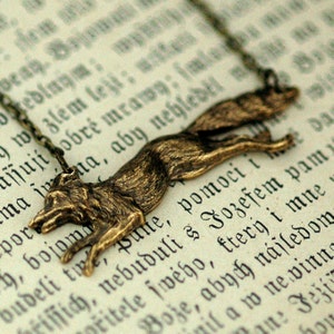 Running Fox Pendant Necklace in Antiqued Brass or Silver image 3