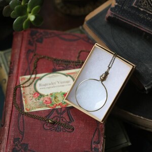 Silver Magnifying Glass Necklace Pendant Monocle image 9