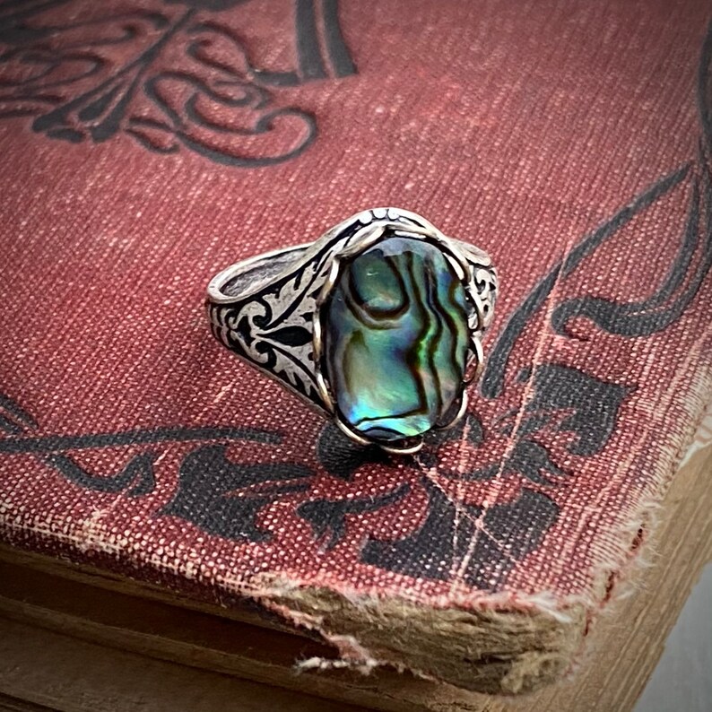 Paua Shell Adjustable Sterling Silver Plated Ring - Etsy UK