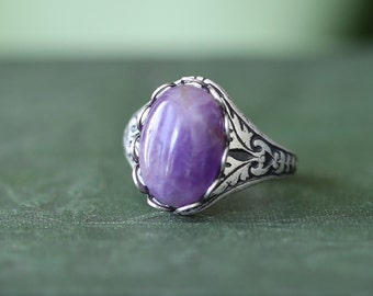 Amethyst, Rose Quartz, or Rhodonite Stone Rings