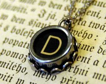 Vintage Typewriter Key Necklace- Pick a Letter or Number