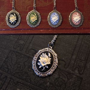 Rose Cameo Pendant Necklace- Pick a Color