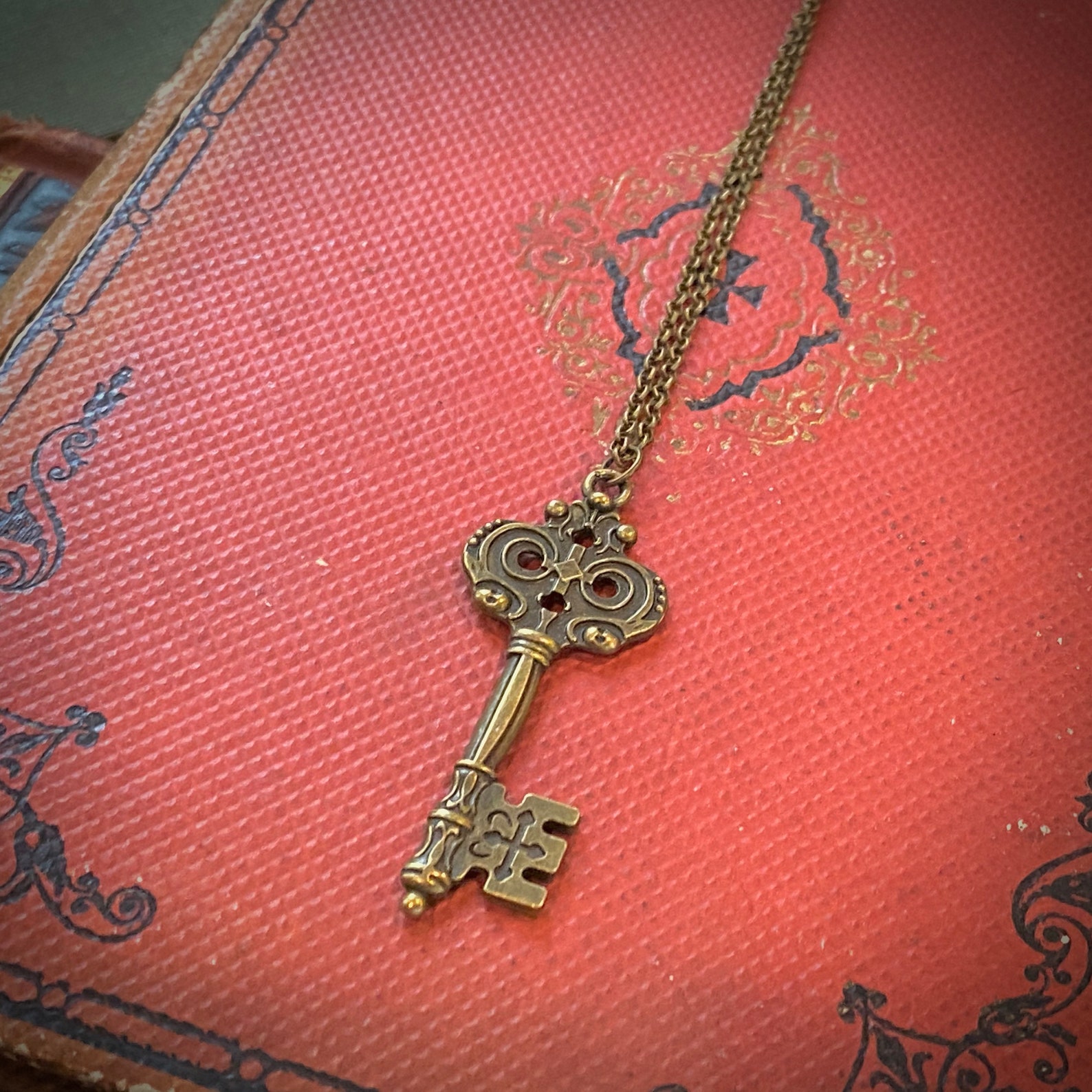 Brass Key Necklace Etsy