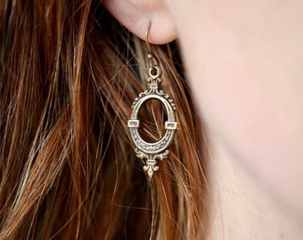 Filigree Drop Hook Vintage Style Brass Metal Earrings- pick a style