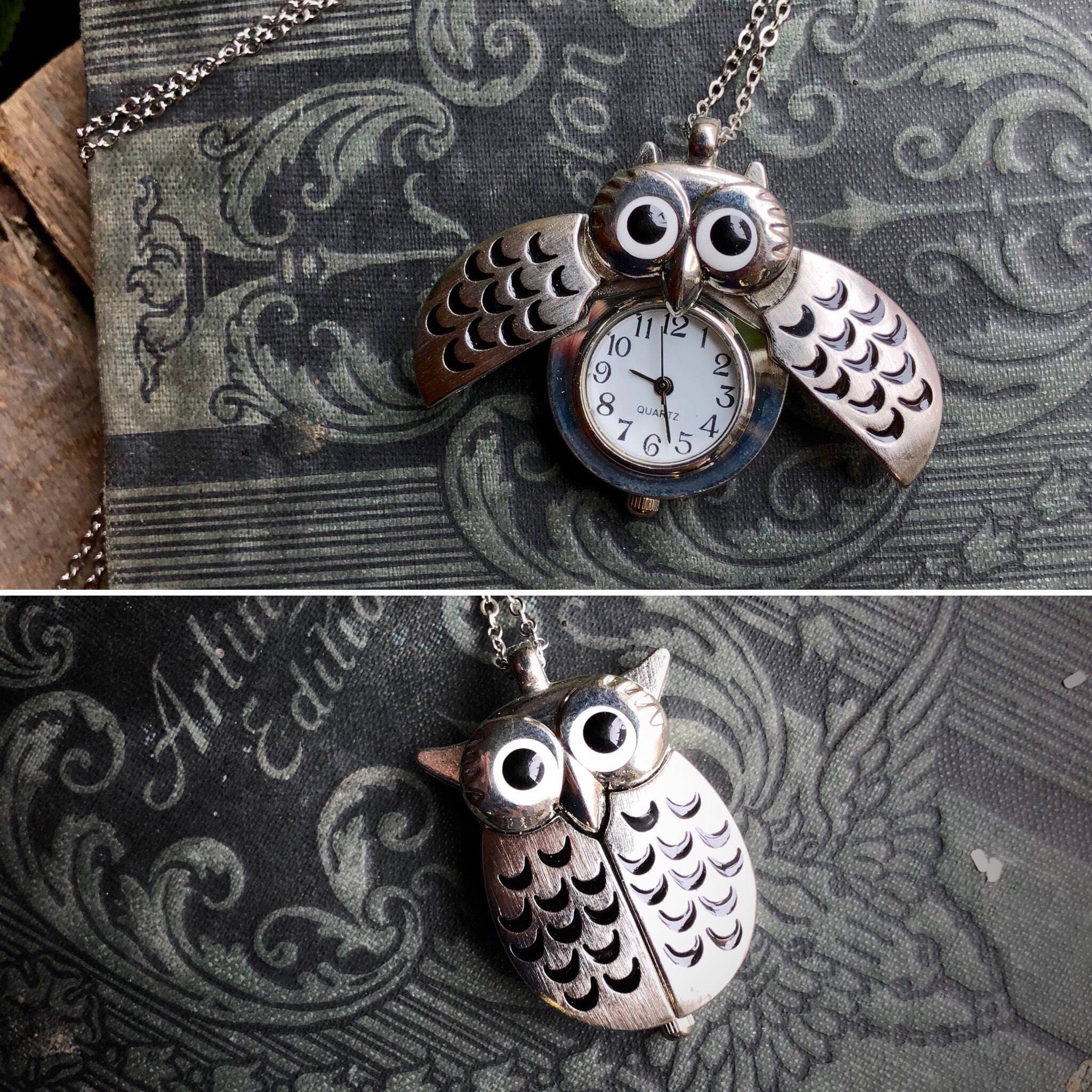 Owl watch necklace deals