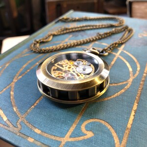 Black Postmodern Mechanical Pocket Watch on Fob or Necklace image 5