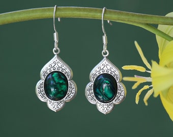 Green or Brown Vintage Style Earrings - Choose a Stone, Refracting Glass, or Shell Cabochon