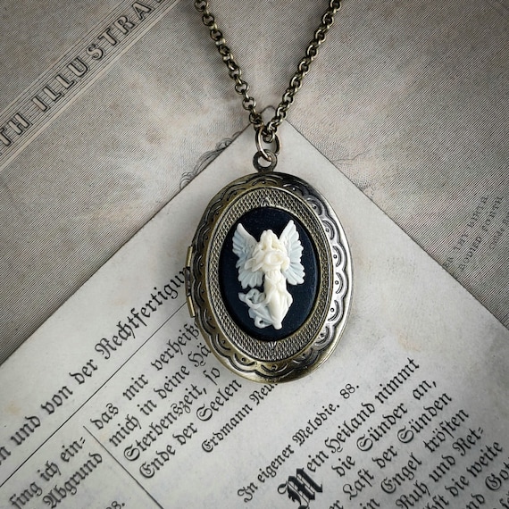 Angel Cameo Locket, Necklace, Bookmark or Ring