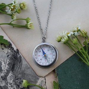 Vintage Silver Compass Necklace - Choose a Style: Simple, Bird, Wings or Filigree
