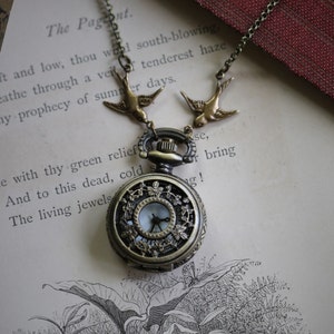 Gardener Vintage Style Brass Pocket Watch Necklace  - Choose a Style