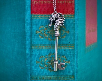 Key Sea Horse Necklace in brass or silver