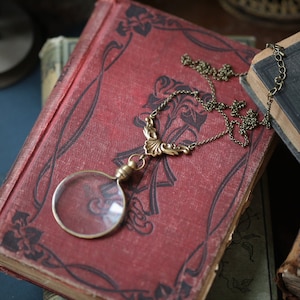 Magnifying Necklace in Antiqued Silver or Antiqued Brass