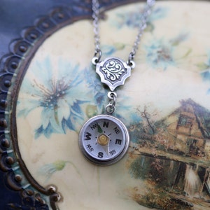 Small Silver Compass Necklace