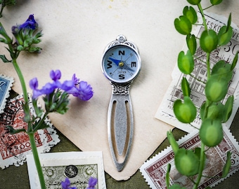 Vintage Silver Compass Bookmark, Book Club Group Gift, Gift for New Beginnings: Graduation, New Home, Engagement, Retirement or Divorce