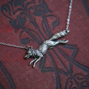 Running Fox Pendant Necklace in Antiqued Brass or Silver image 10