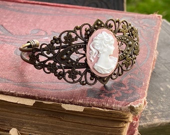 Cameo Lady Cuff Bracelet in Pink, Black, Purple, Blue, Green or Blue