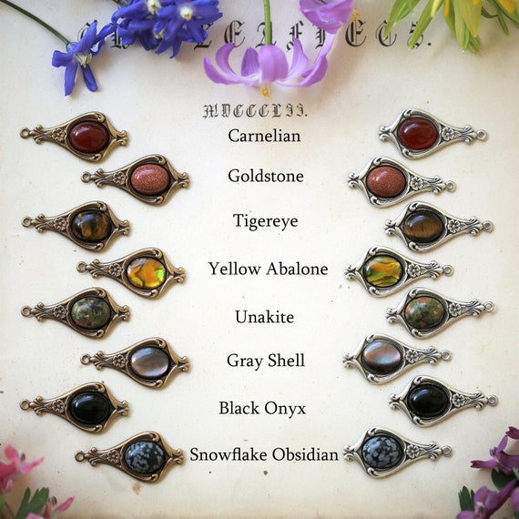 Lovely Victorian Stone Necklace With Birds in Antiqued