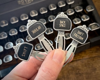 Vintage Typewriter Key Bookmark in Silver- Choose Your Key