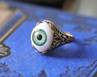 Eye Ring Vintage Style Adjustable Green 