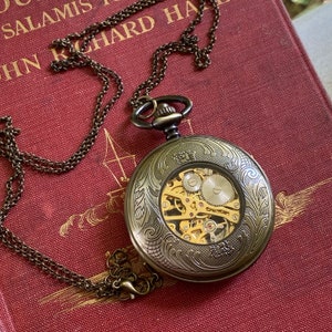 Winter Solstice Mechanical Pocket Watch in Antiqued Brass image 5
