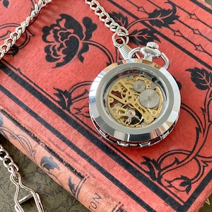 Black Postmodern Mechanical Pocket Watch on Fob or Necklace image 8