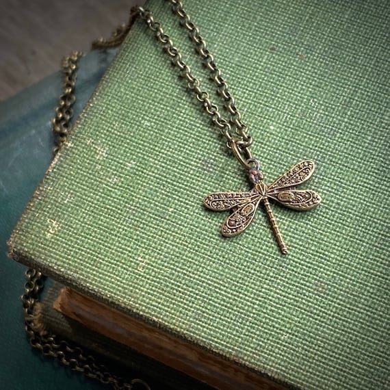 Petite Vintage Style Dragonfly Necklace