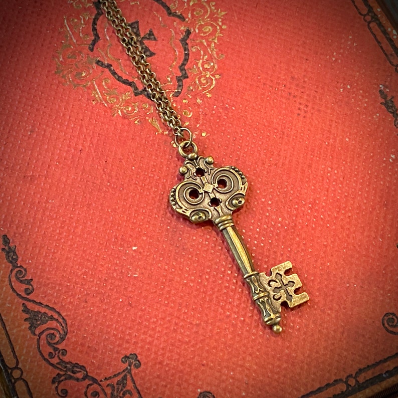 Brass Key Necklace Etsy