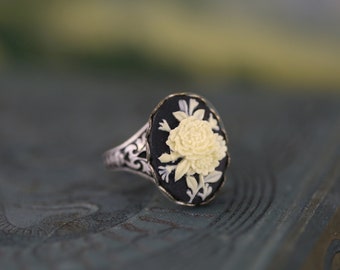 Rose Bouquet Ring in Antiqued Brass or Silver  Choose a Color